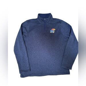 Kansas Jayhawks Men’s 1/4 Zip Pullover Sweatshirt Size Large Blue